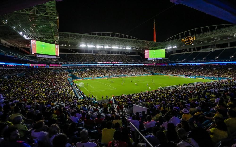 Luxury SUV transportation for FIFA World Cup 2026 fans arriving at Hard Rock Stadium in Miami.