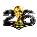 Luxury FIFA World Cup 2026 transportation logo featuring a gold trophy and premium black 3D number 26 for VIP chauffeur services in Miami.