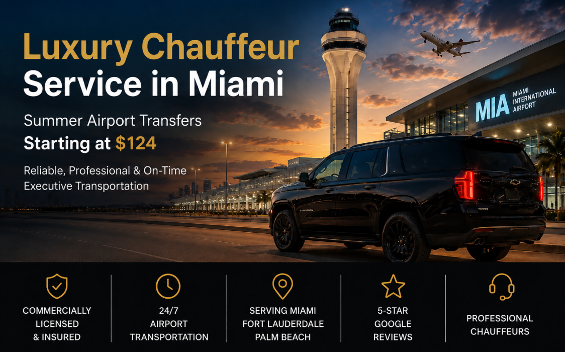 Luxury chauffeur Suburban airport transfer service in Miami by VIP Mega Limo